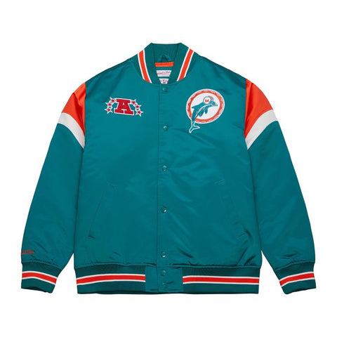 Miami Dolphins NFL Jacke Heavyweight Satin Jacket Merchandise Mitchell and Ness